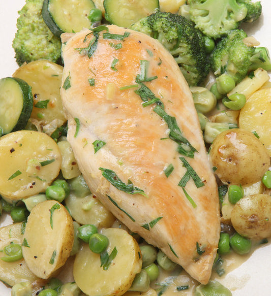Chicken with basil and parsley recipe